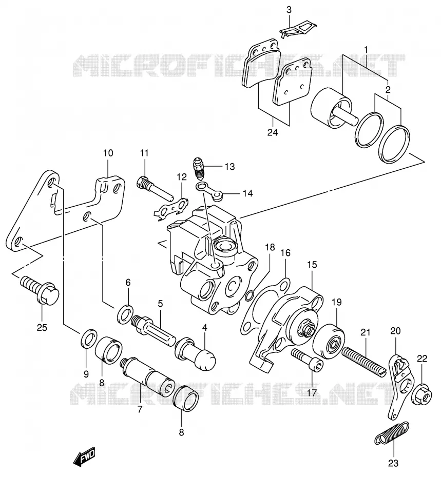 REAR CALIPER (MODEL K3) Suzuki QUAD 400 QUADSPORT 2005  LT-Z400K5(E3/E28)