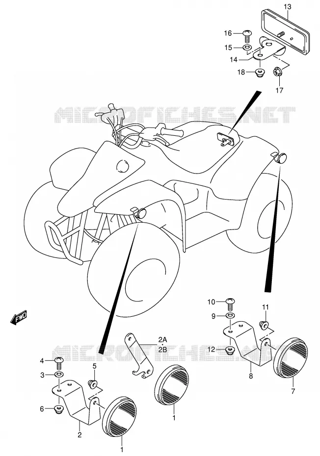 REFLECTOR (P28) Suzuki QUAD 50 MINIQUAD-SPORT 2002  LT-A50K2(P3/P28)