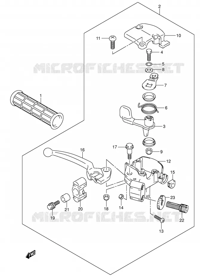 RH HANDLE LEVER Suzuki QUAD 50 MINIQUAD-SPORT 2003  LT-A50K3(P3/P28)