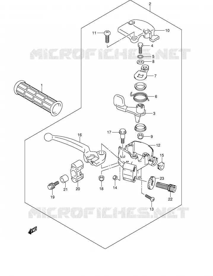 RH HANDLE LEVER Suzuki QUAD 50 MINIQUAD-SPORT 2005  LT-A50K5(P2)