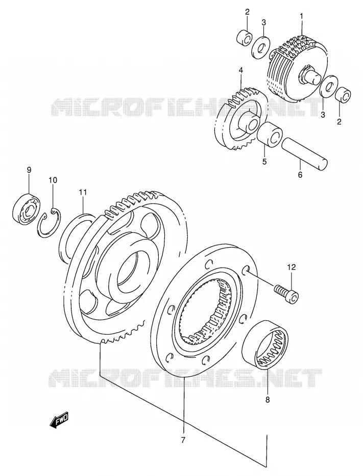 STARTER MOTOR CLUTCH (MODEL W/X) Suzuki QUAD 500 QUADMASTER 1999  LT-F500FX(E3/E28)