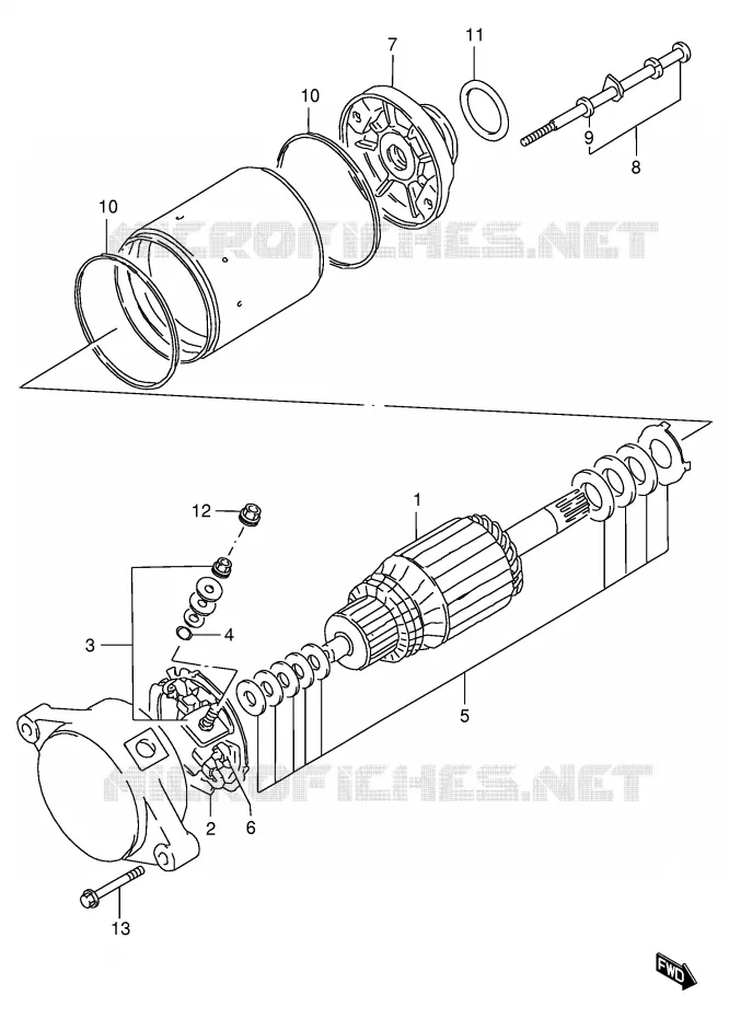 STARTER MOTOR (MODEL X) Suzuki QUAD 250 OZARK 1999  LT-F250X(E24)