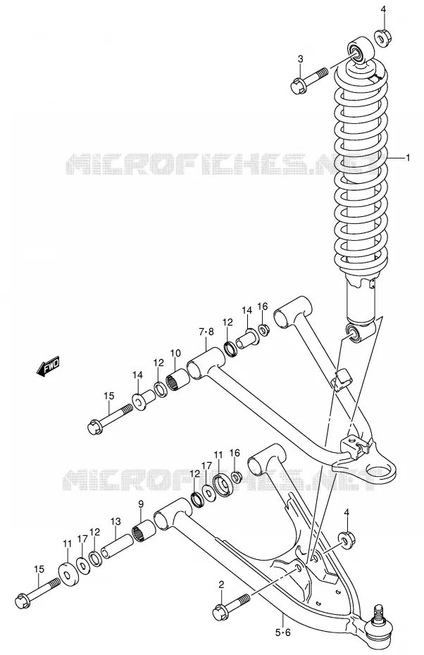 SUSPENSION ARM (MODEL K3/K4) Suzuki QUAD 400 QUADSPORT 2003  LT-Z400K3(E3/E28)