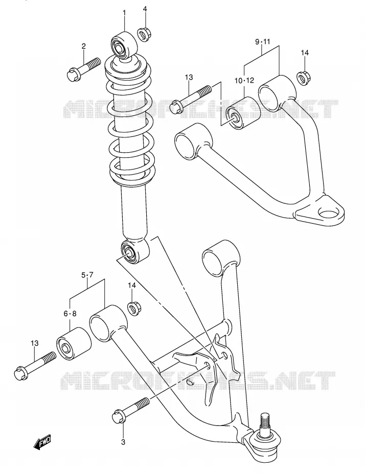 SUSPENSION ARM (MODEL K5/K6) Suzuki QUAD 250 OZARK 2002  LT-F250K2(E17)