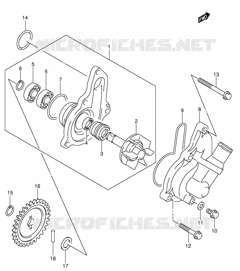 WATER PUMP (MODEL K4) Suzuki QUAD 400 QUADSPORT 2005  LT-Z400K5(E19)