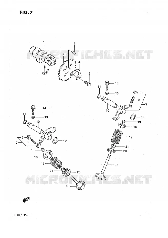 CAM SHAFT - VALVE Suzuki QUAD 160 QUADRUNNER 1991  LT160EM(P28)