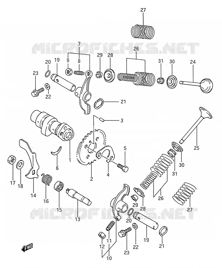 CAM SHAFT - VALVE Suzuki QUAD 250 KINGQUAD 1993  LT-F4WDP(E28)