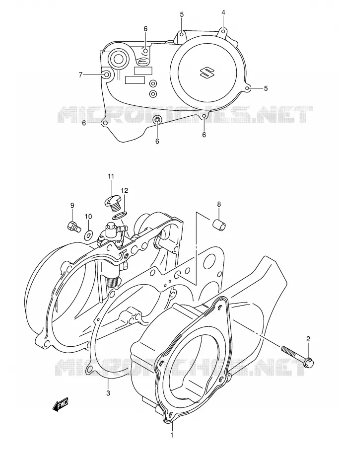 CRANKCASE COVER Suzuki QUAD 50 MINIQUAD-SPORT 2004  LT-A50K4(P2)