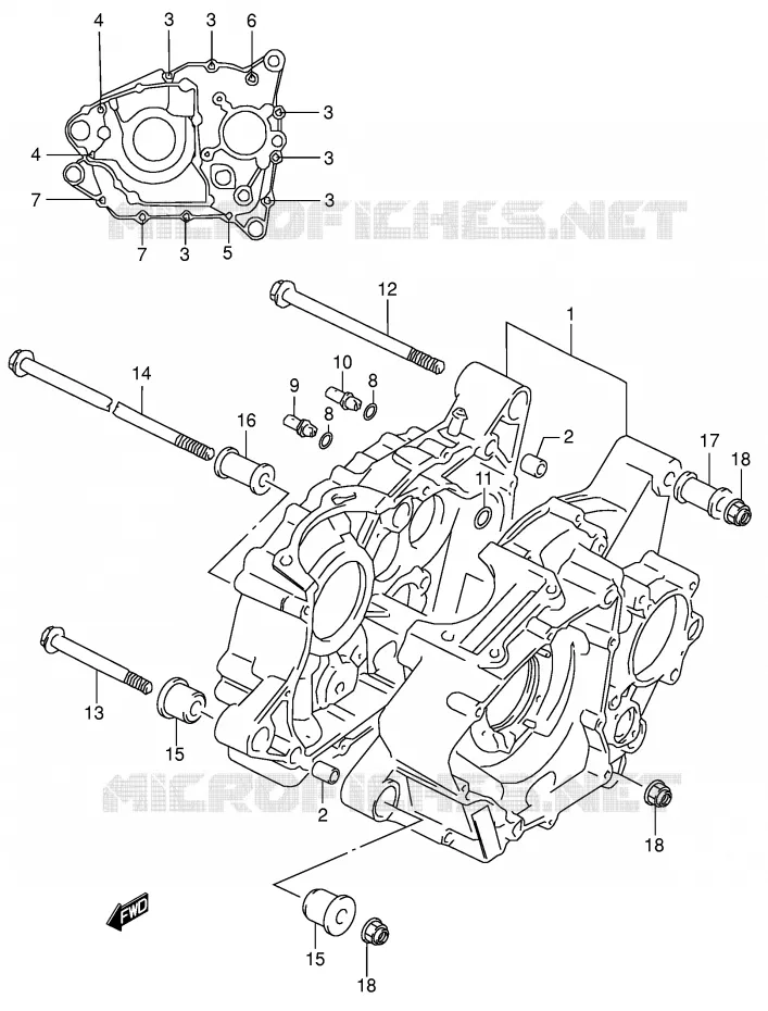 CRANKCASE Suzuki QUAD 160 OZARK 2004  LT-F160K4(P24)