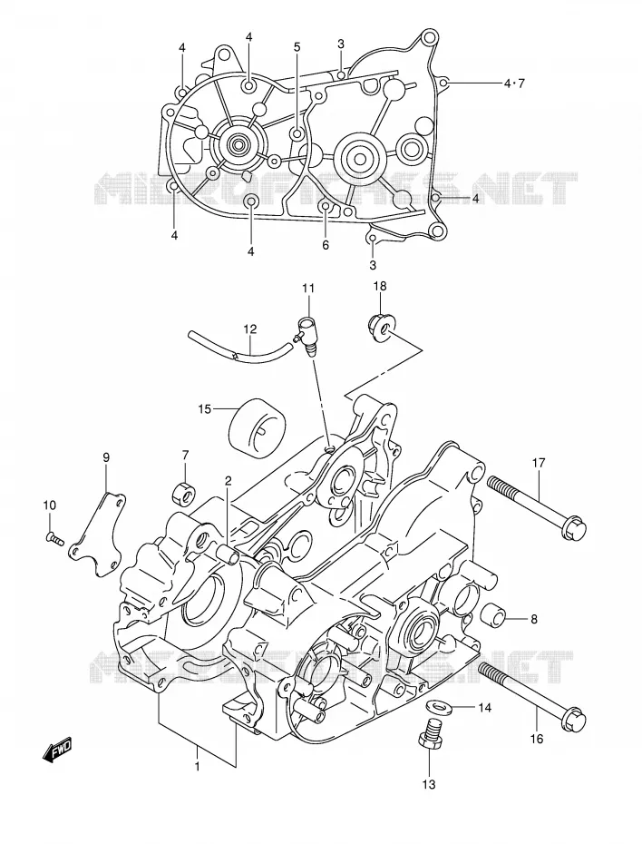 CRANKCASE Suzuki QUAD 50 MINIQUAD-SPORT 2002  LT-A50K2(P2)