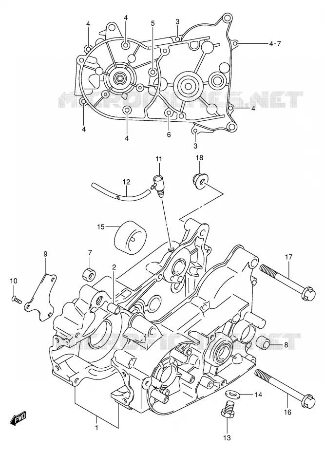 CRANKCASE Suzuki QUAD 50 MINIQUAD-SPORT 2002  LT-A50K2(P3/P28)