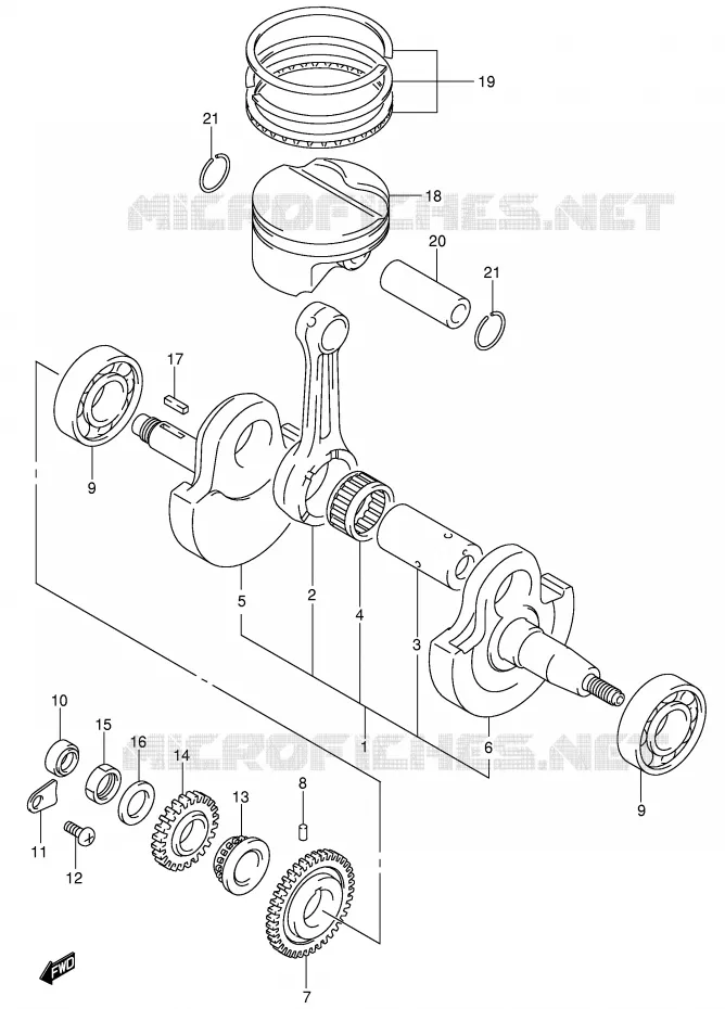 CRANKSHAFT Suzuki QUAD 400 QUADSPORT 2004  LT-Z400K4(E19)