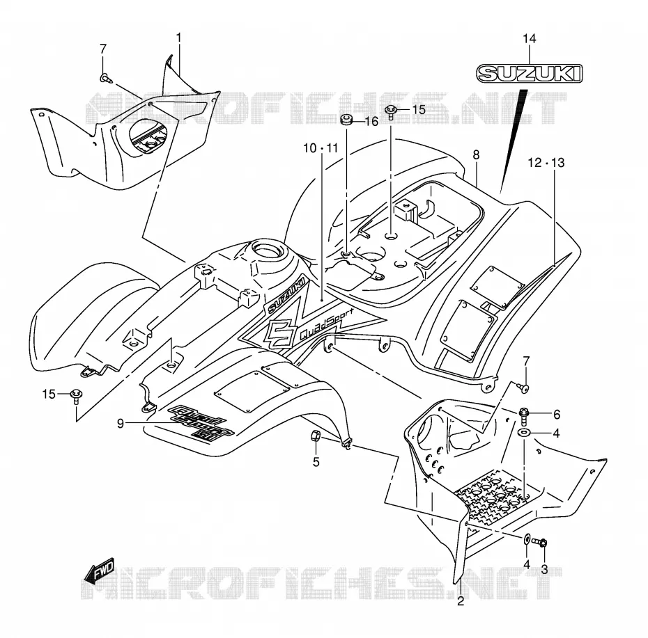 FAIRING (MODEL K4) Suzuki QUAD 50 MINIQUAD-SPORT 2002  LT-A50K2(P3/P28)