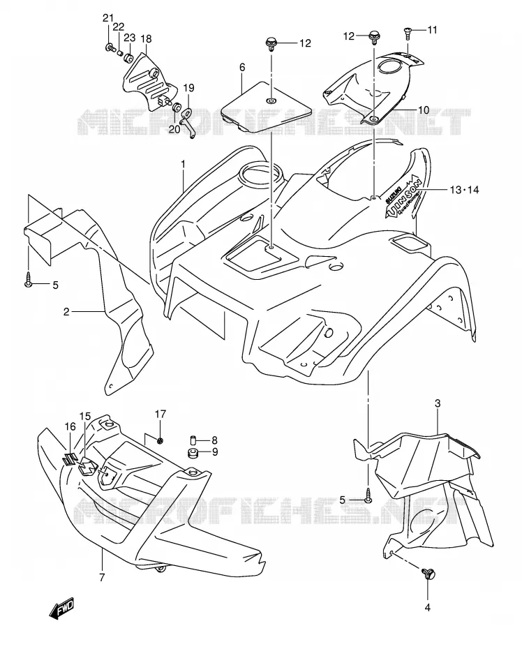 FRONT FENDER (MODEL K5) Suzuki QUAD 500 VINSON 2004  LT-F500FK4(P24)