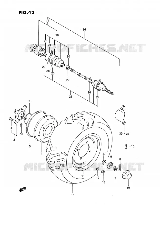 FRONT WHEEL (MODEL M/N) Suzuki QUAD 300 KINGQUAD 1993  LT-F4WDXP(E3)