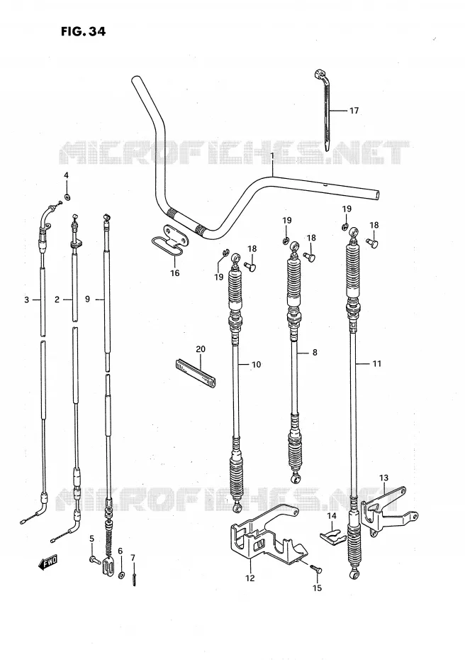 HANDLEBAR - CABLE (MODEL J/K) Suzuki QUAD 250 OZARK 1995  LT-F250S(E3)
