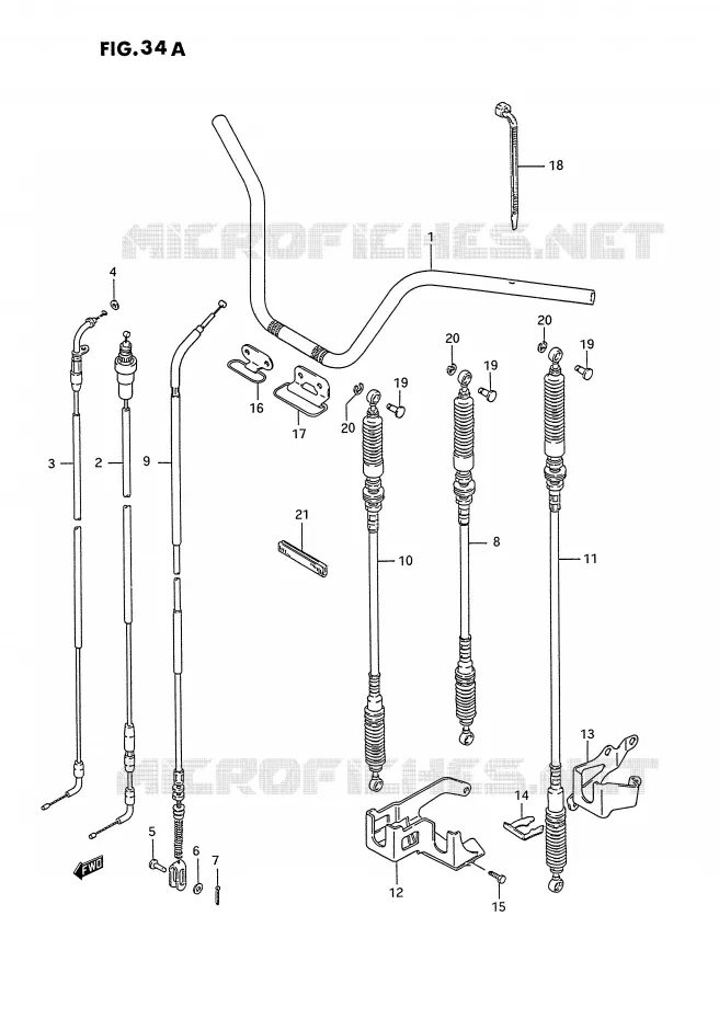 HANDLEBAR - CABLE (MODEL L/M/N/P/R/S/T) Suzuki QUAD 250 OZARK 1992  LT-F250N(E28)