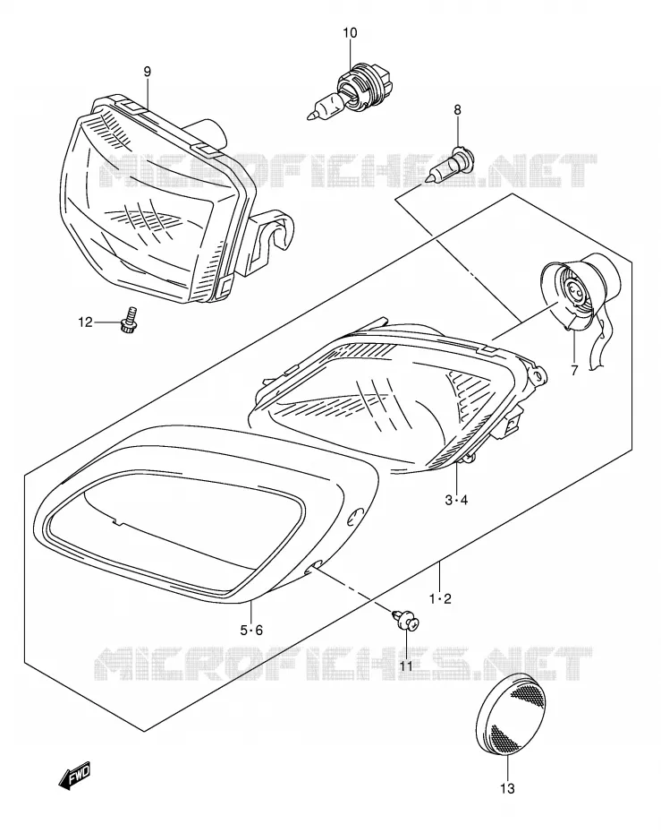 HEADLIGHT (MODEL K4) Suzuki QUAD 500 KINGQUAD 2004  LT-A500FK4(P28/P33)