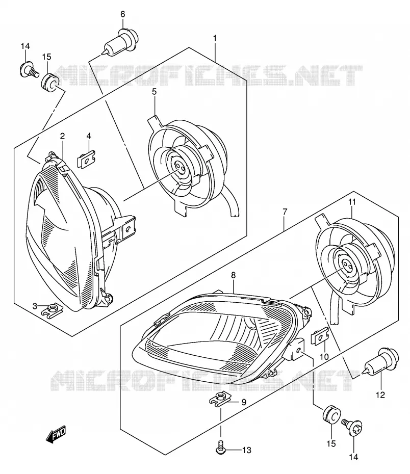 HEADLIGHT (MODEL K5 P17) Suzuki QUAD 400 EIGER 2004  LT-A400FK4(P24)
