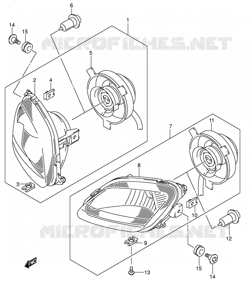 HEADLIGHT (MODEL K5 P17) Suzuki QUAD 400 EIGER 2006  LT-F400K6(P24)