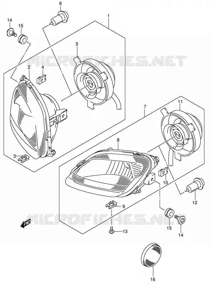 HEADLIGHT (MODEL K5) Suzuki QUAD 400 EIGER 2007  LT-A400K7(P3/P28)