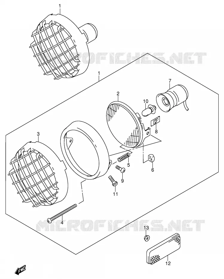 HEADLIGHT (MODEL W/X) Suzuki QUAD 500 QUADMASTER 2001  LT-F500FK1(E3/E28)