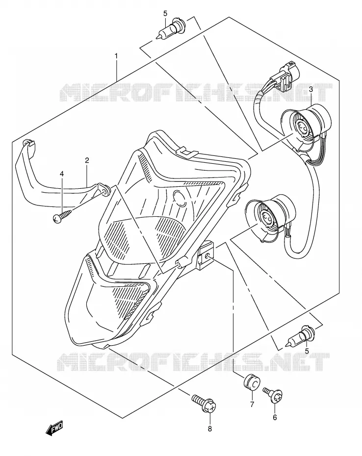 HEADLIGHT Suzuki QUAD 400 QUADSPORT 2007  LT-Z400K7(E19)