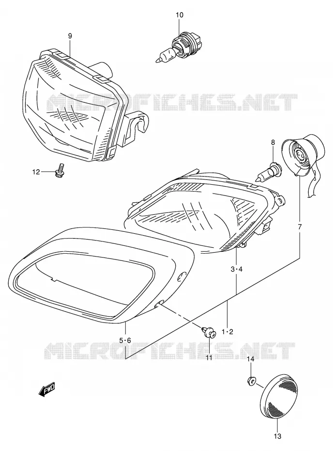 HEADLIGHT Suzuki QUAD 500 VINSON 2003  LT-F500FK3(E3/E28)