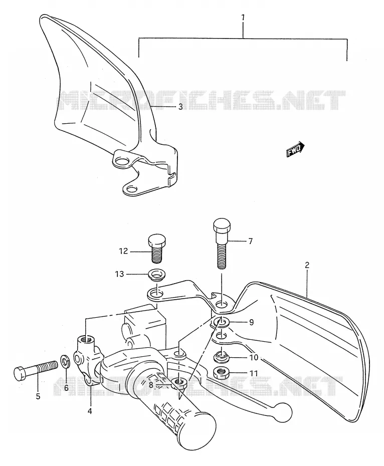 KNUCKLE COVERS (OPTIONAL) Suzuki QUAD 250 KINGQUAD 1994  LT-F4WDR(E28)