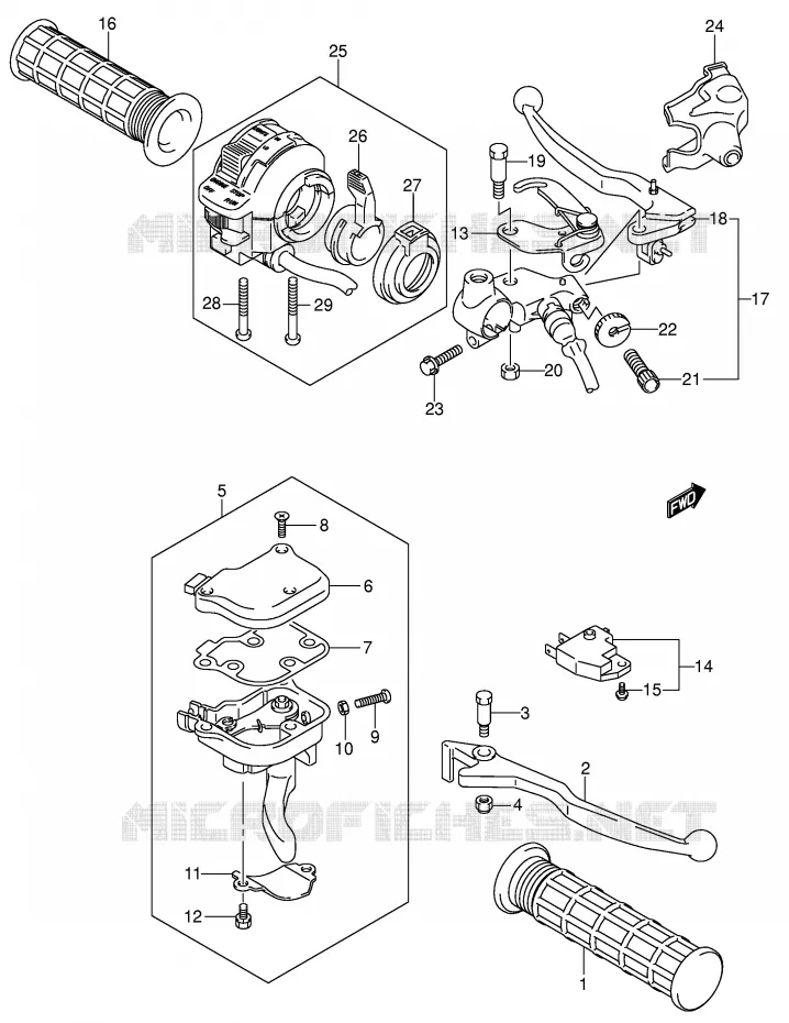 LEVERS - HANDGRIPS (MODEL K4) Suzuki QUAD 250 OZARK 2002  LT-F250K2(E3/E28)