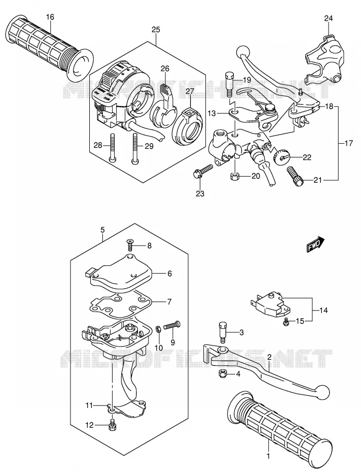 LEVERS - HANDGRIPS (MODEL K4) Suzuki QUAD 250 OZARK 2005  LT-F250K5(E17)
