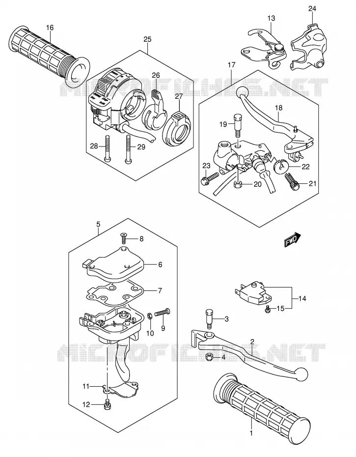 LEVERS - HANDGRIPS (MODEL K5/K6) Suzuki QUAD 250 OZARK 2006  LT-F250K6(E17)