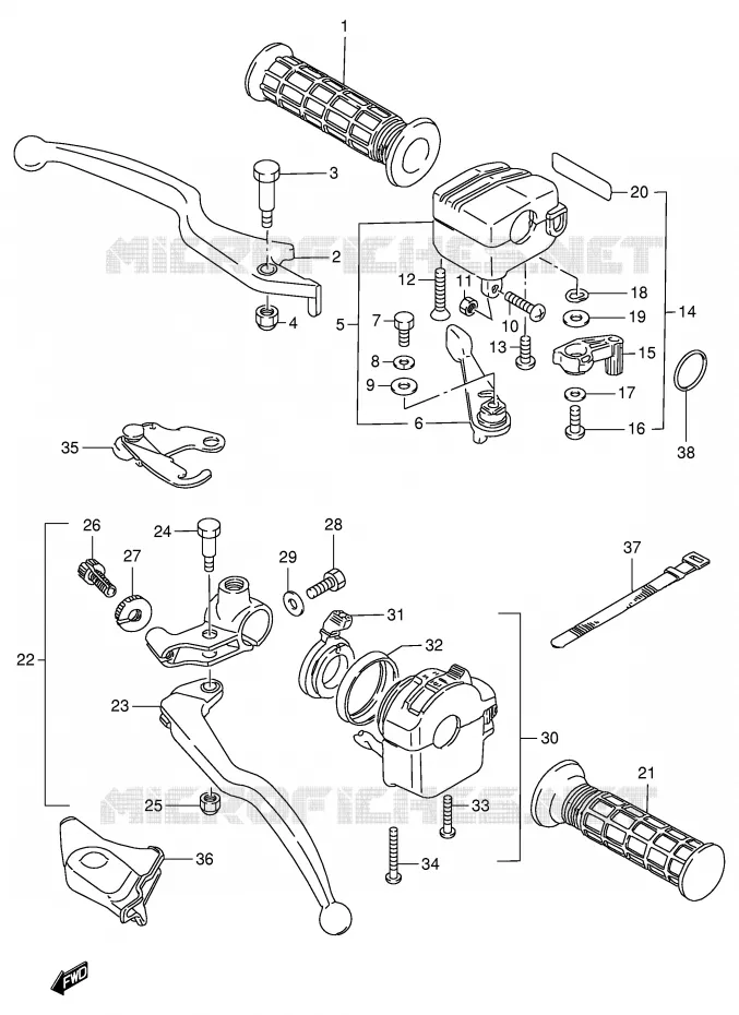 LEVERS - HANDGRIPS Suzuki QUAD 250 KINGQUAD 1996  LT-F4WDT(E28)