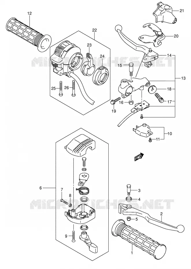 LEVERS - HANDGRIPS Suzuki QUAD 400 EIGER 2002  LT-A400FK2(E24)