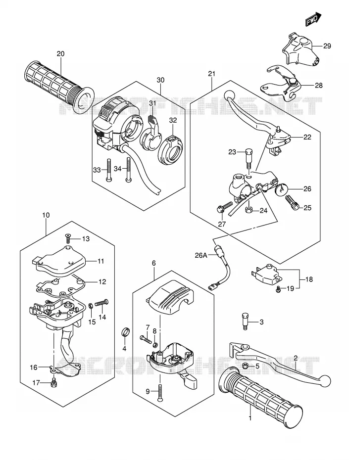 LEVERS - HANDGRIPS Suzuki QUAD 400 EIGER 2003  LT-F400FK3(P3/P28)