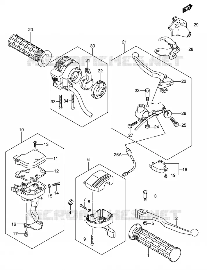 LEVERS - HANDGRIPS Suzuki QUAD 400 EIGER 2004  LT-A400FK4(P24)