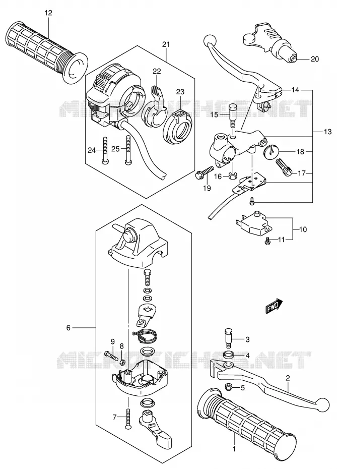 LEVERS - HANDGRIPS Suzuki QUAD 500 VINSON 2003  LT-A500FK3(E3/E28)
