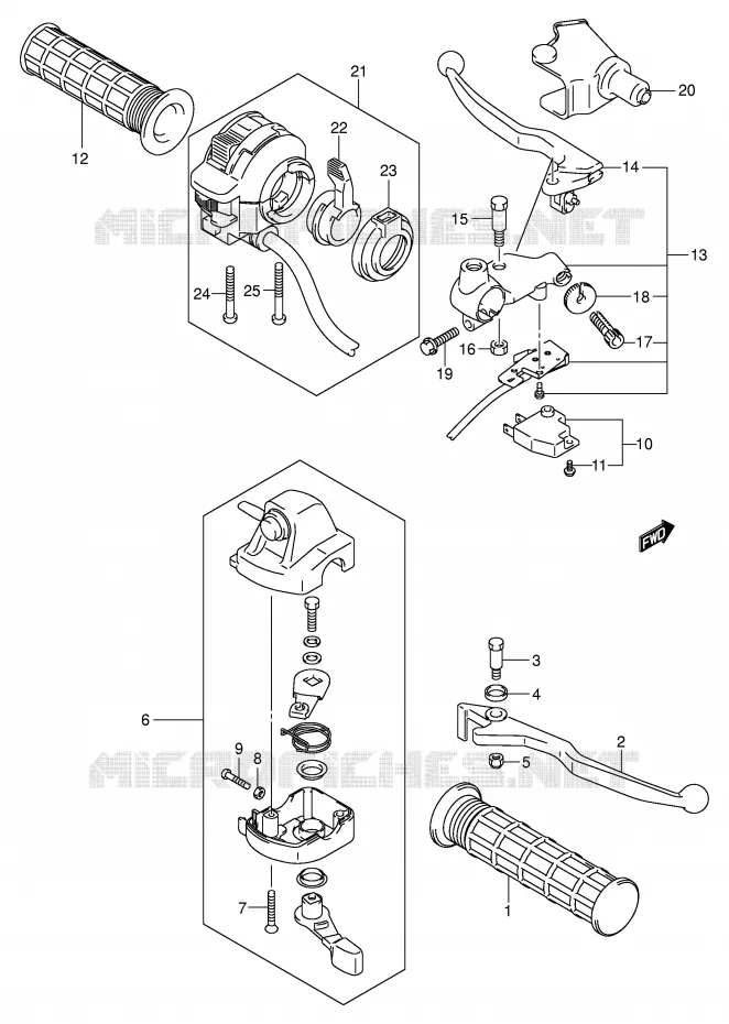 LEVERS - HANDGRIPS Suzuki QUAD 500 VINSON 2003  LT-F500FK3(E3/E28)