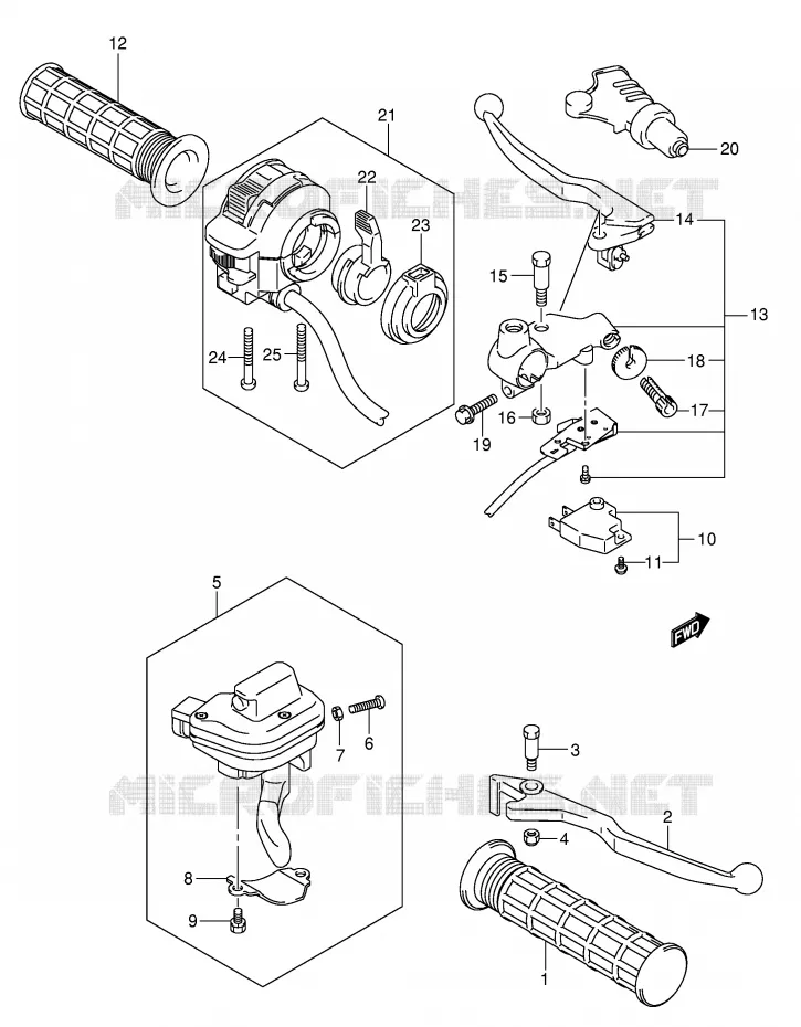 LEVERS - HANDGRIPS Suzuki QUAD 500 VINSON 2006  LT-A500FK6(P24)