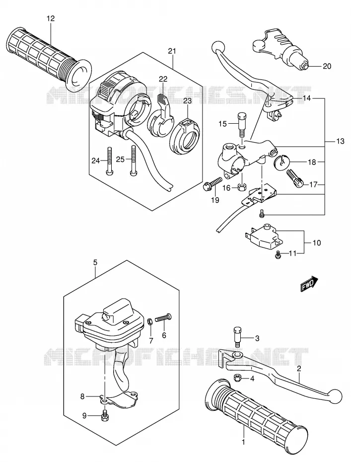 LEVERS - HANDGRIPS Suzuki QUAD 500 VINSON 2007  LT-A500FK7(P28/P33)