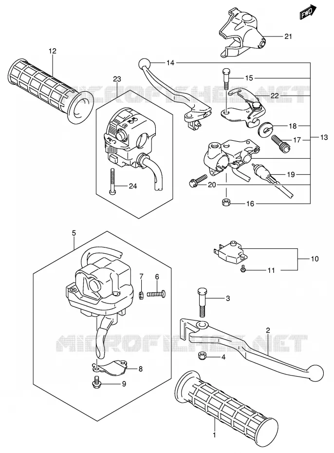LEVERS - HANDGRIPS Suzuki QUAD 700 KINGQUAD 2005  LT-A700XK5(E17)