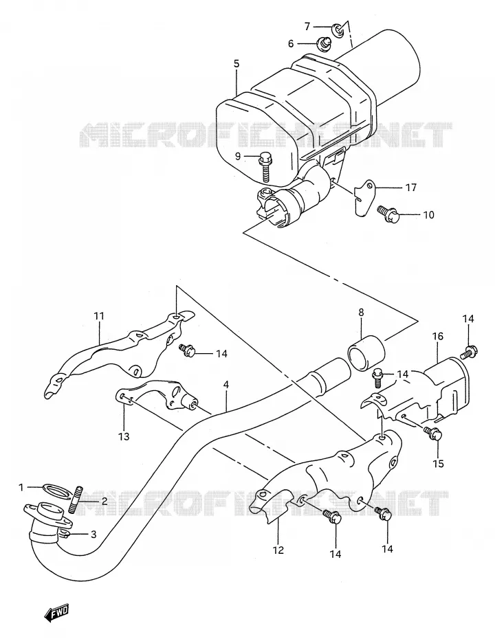 MUFFLER (MODEL M/N/P/R/S) Suzuki QUAD 250 KINGQUAD 1993  LT-F4WDP(E28)