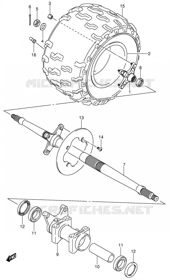 RIGHT HAND REAR WHEEL (MODEL K4) Suzuki QUAD 400 QUADSPORT 2005  LT-Z400K5(E19)