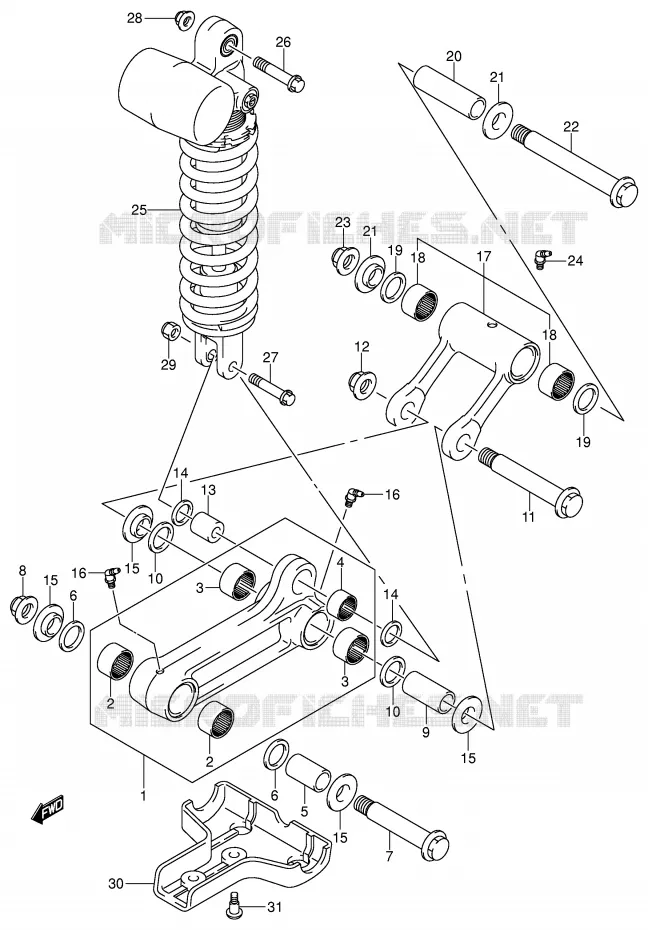 SHOCK ABSORBER LINKAGE (MODEL K3/K4) Suzuki QUAD 400 QUADSPORT 2004  LT-Z400K4(E3/E28)