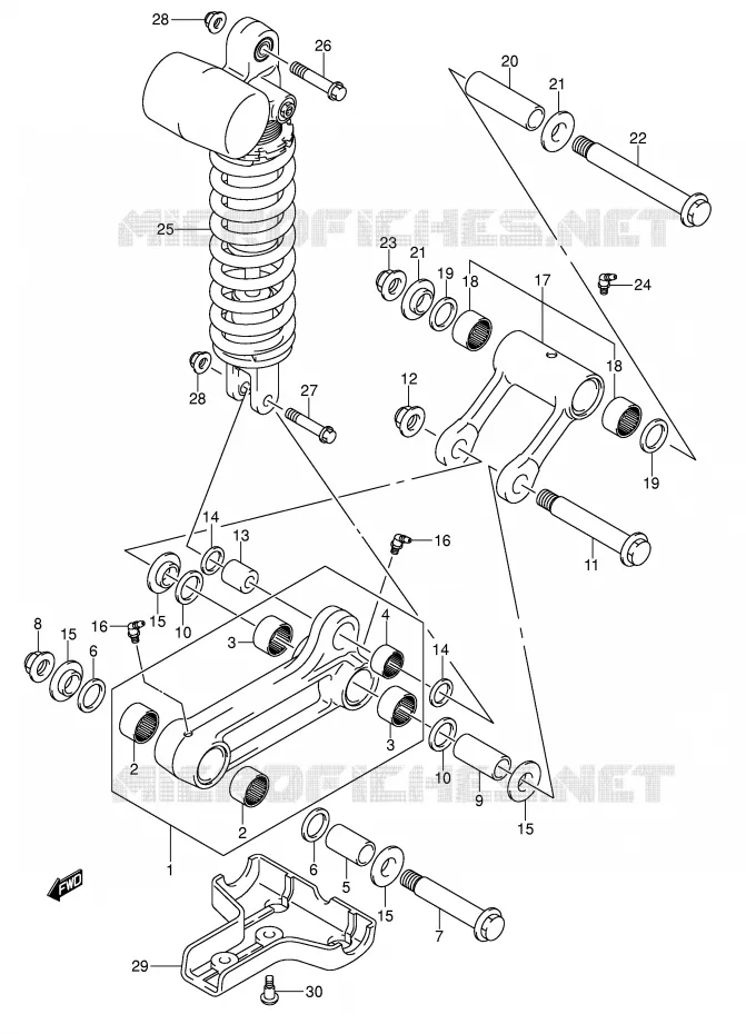 SHOCK ABSORBER LINKAGE (MODEL K5/K6/K7) Suzuki QUAD 400 QUADSPORT 2004  LT-Z400K4(E19)