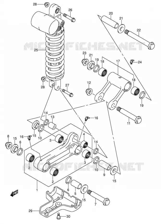 SHOCK ABSORBER LINKAGE (MODEL K5/K6/K7) Suzuki QUAD 400 QUADSPORT 2004  LT-Z400K4(E3/E28)
