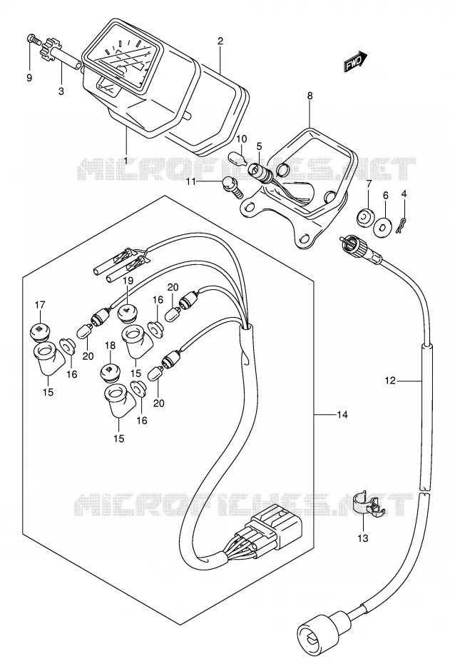 SPEEDOMETER (MODEL K5) Suzuki QUAD 400 EIGER 2003  LT-A400FK3(P3/P28)
