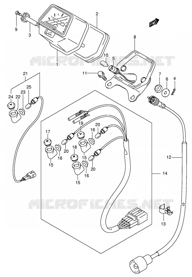 SPEEDOMETER (MODEL K5) Suzuki QUAD 400 EIGER 2007  LT-A400FK7(P24)