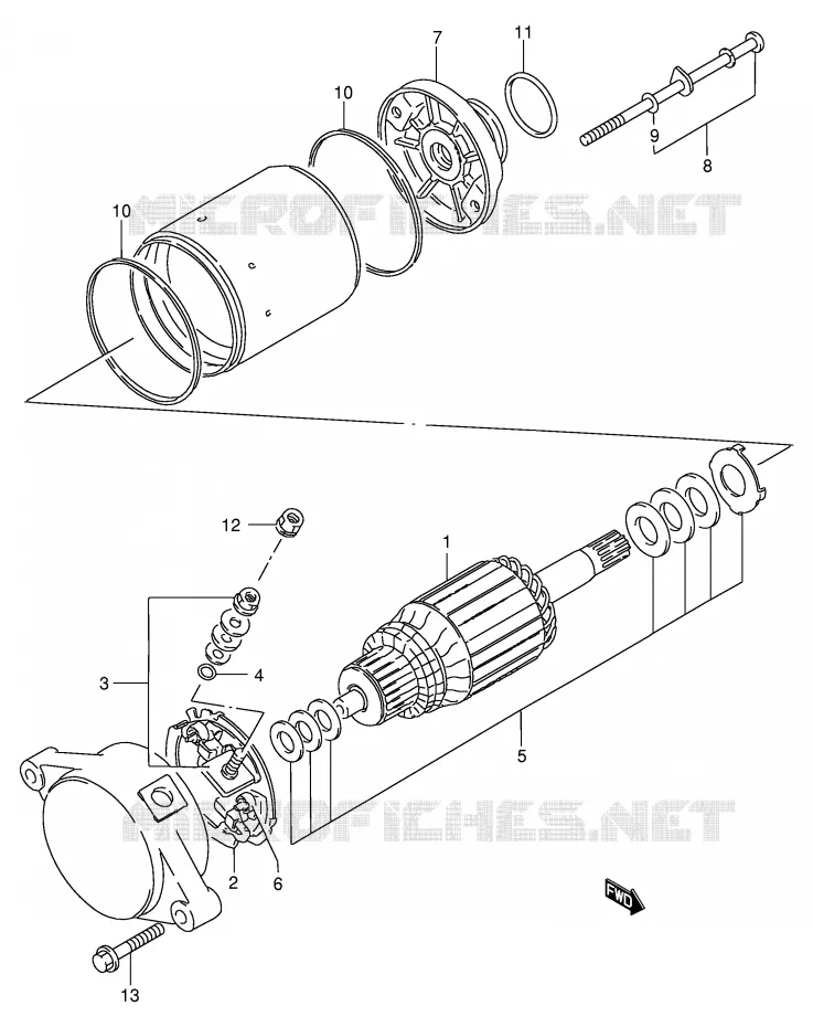 STARTER MOTOR (MODEL X) Suzuki QUAD 300 KINGQUAD 2000  LT-F300FY(E24)