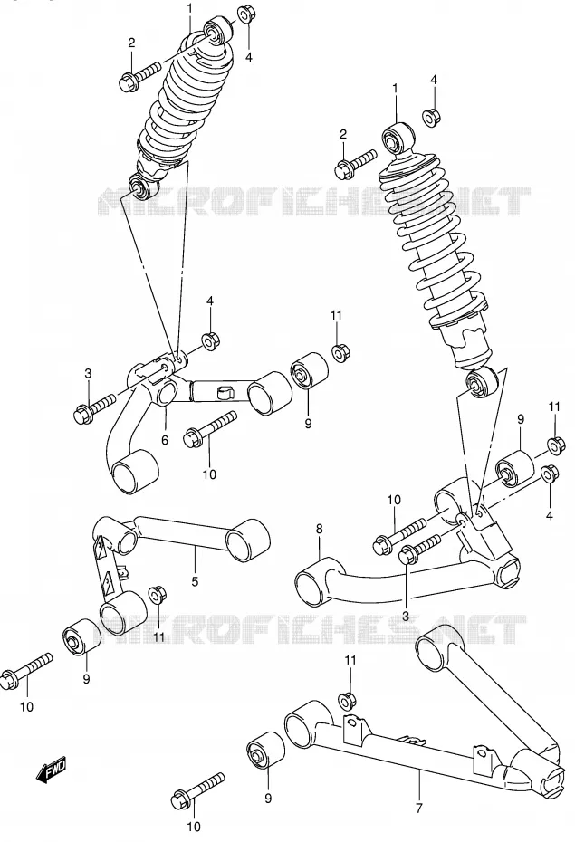 SUSPENSION ARM (MODEL K2/K4) Suzuki QUAD 300 KINGQUAD 2000  LT-F300FY(E3/E28)